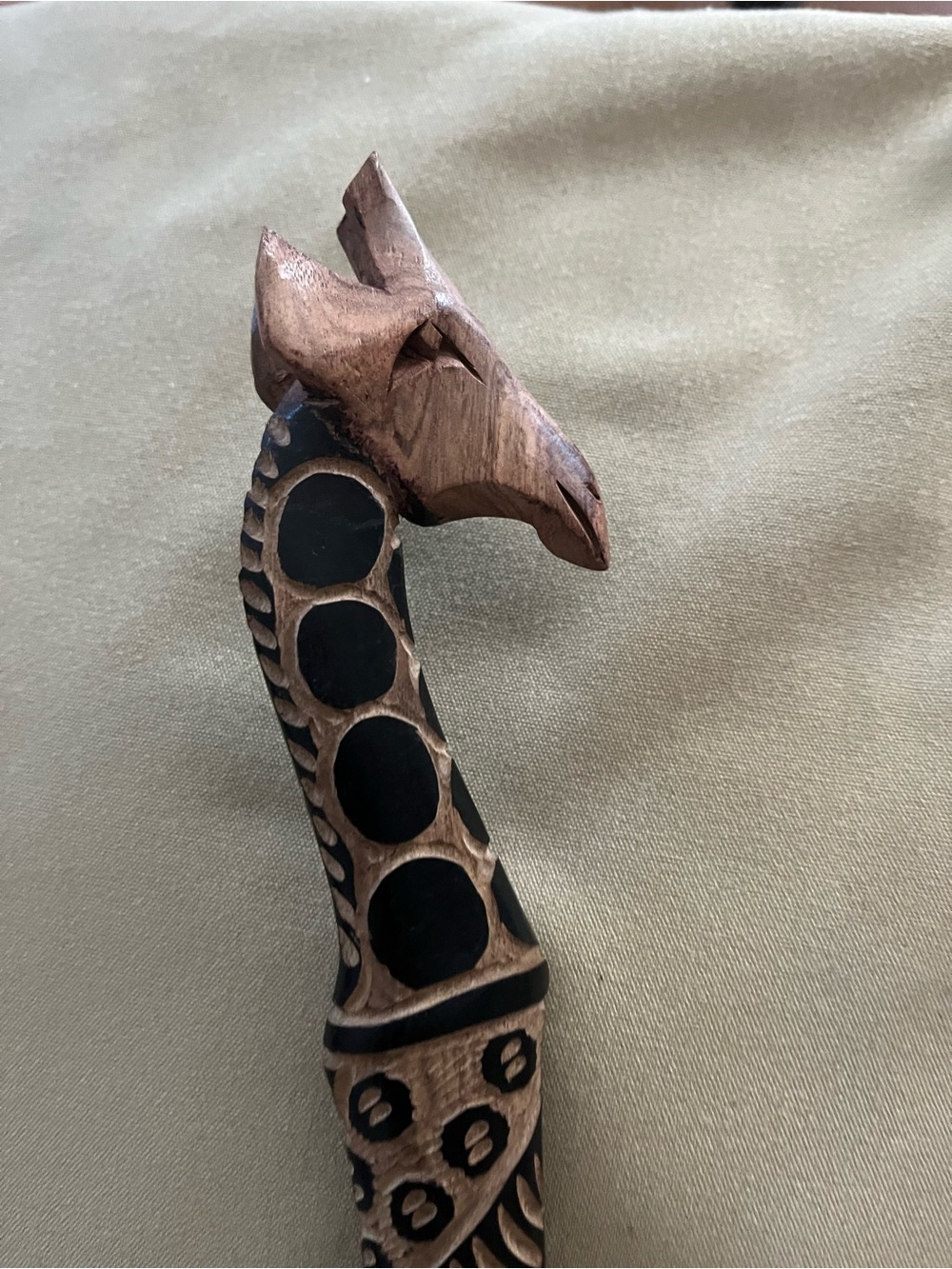 Set of African Design hand carved wood Salad Serving Fork & Spoon. w/Small Bowl - Picture 3 of 9